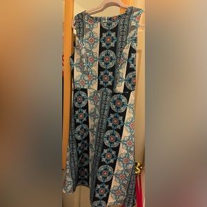 Geometric Blue and white rockabilly dress